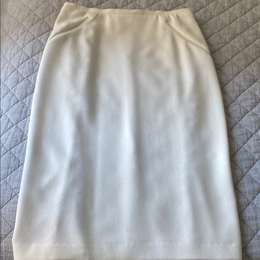 Elie Tahari Cream Pencil Skirt Knee-Length Work